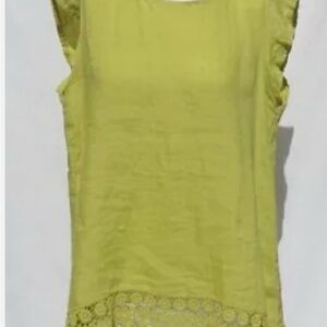 Terzo Millennio Linen Embroidered Hem Blouse size Large Linen